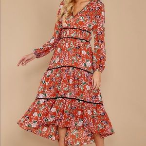 Rust Tiered Small Red Dress Boutique